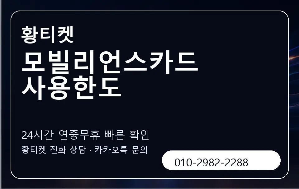 모빌리언스카드 사용한도 황티켓 캐러셀 2