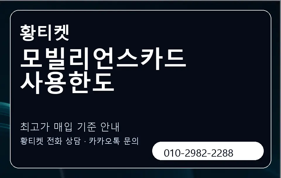 모빌리언스카드 사용한도 황티켓 캐러셀 3