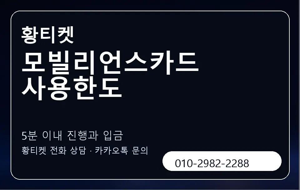 모빌리언스카드 사용한도 황티켓 캐러셀 6