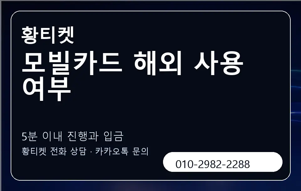 모빌카드 해외 사용 여부 황티켓 캐러셀 6