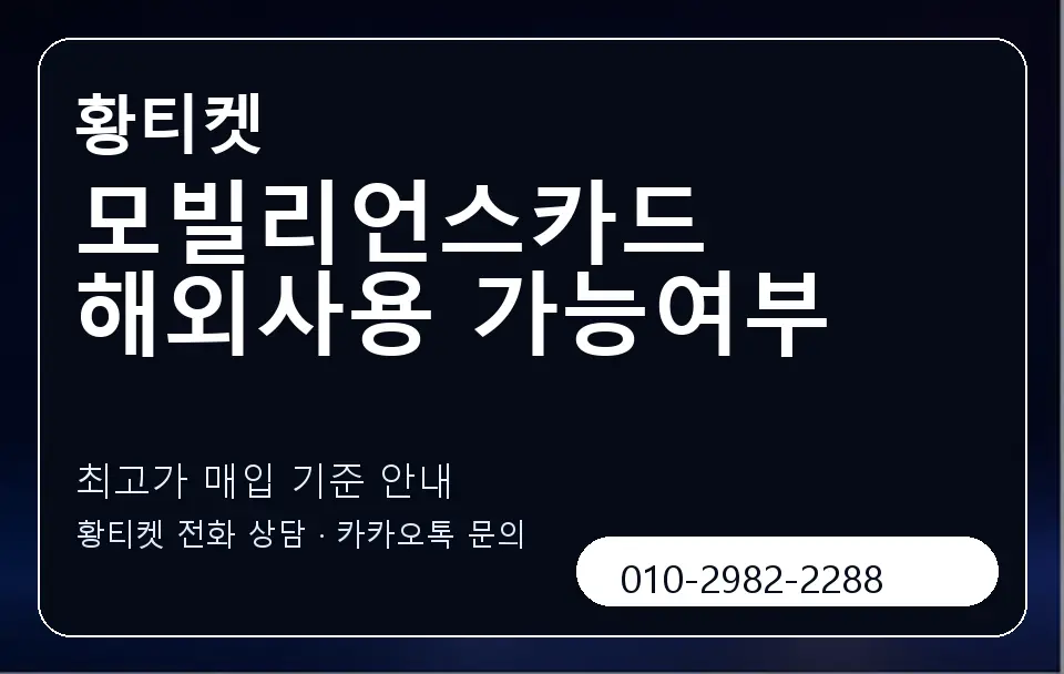 모빌리언스카드 해외사용 가능여부 황티켓 캐러셀 3