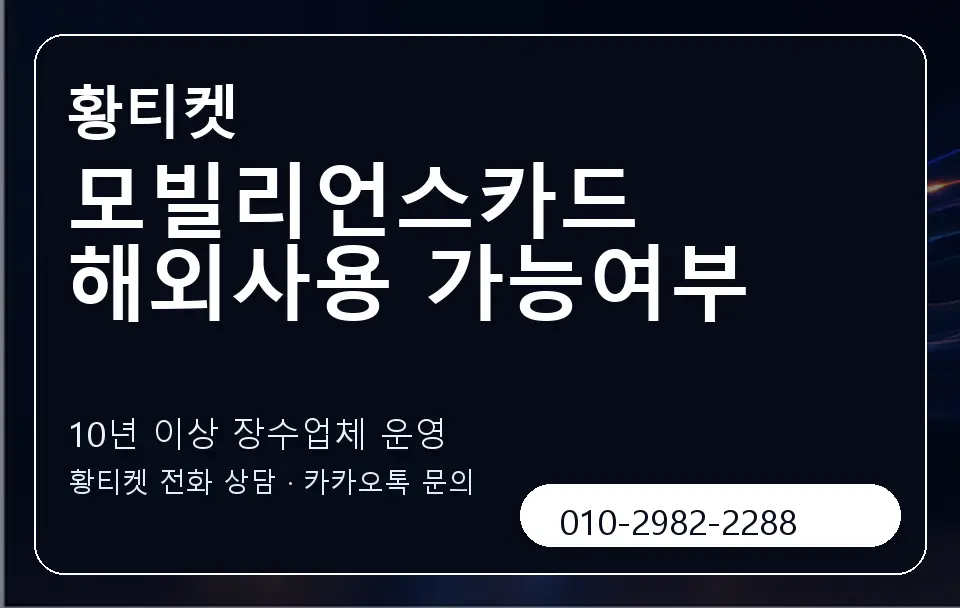 모빌리언스카드 해외사용 가능여부 황티켓 캐러셀 5