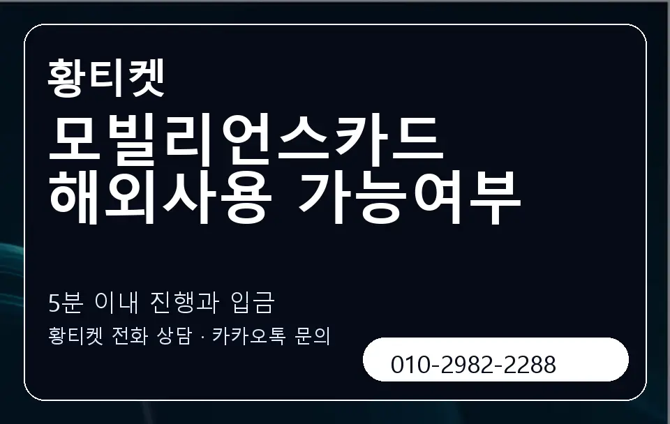 모빌리언스카드 해외사용 가능여부 황티켓 캐러셀 6