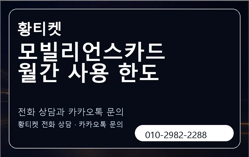 모빌리언스카드 월간 사용 한도 황티켓 캐러셀 1