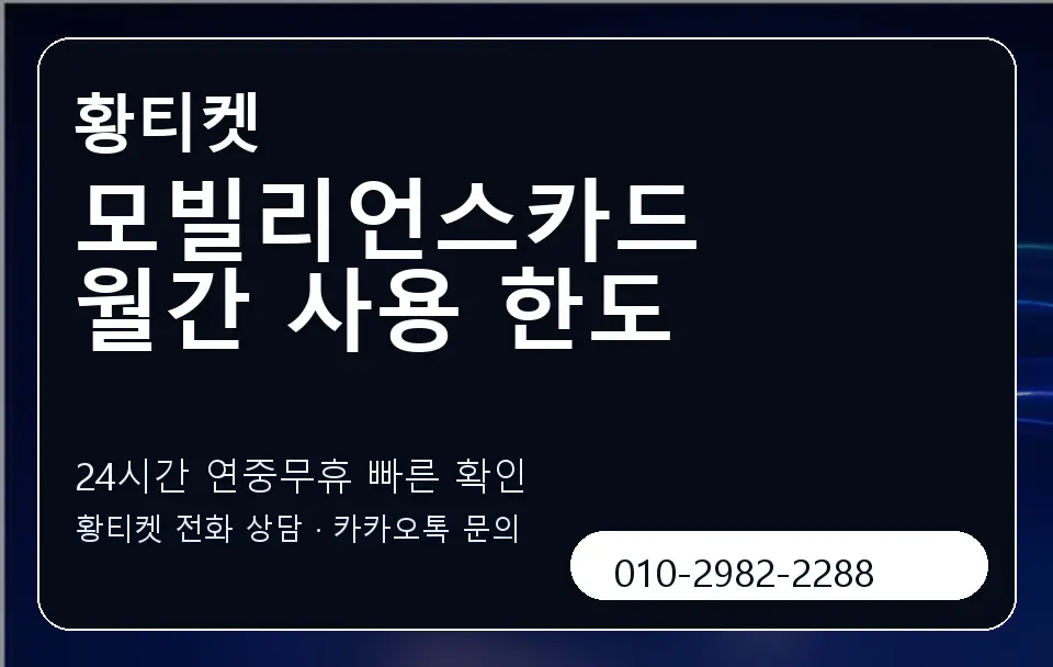 모빌리언스카드 월간 사용 한도 황티켓 캐러셀 2