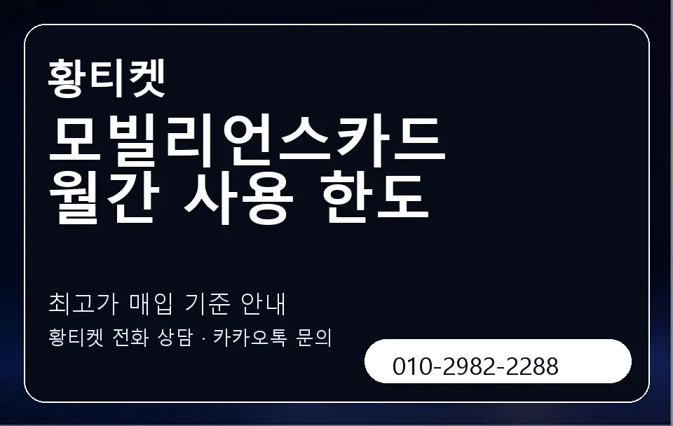 모빌리언스카드 월간 사용 한도 황티켓 캐러셀 3