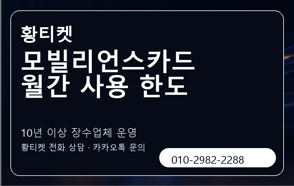모빌리언스카드 월간 사용 한도 황티켓 캐러셀 5