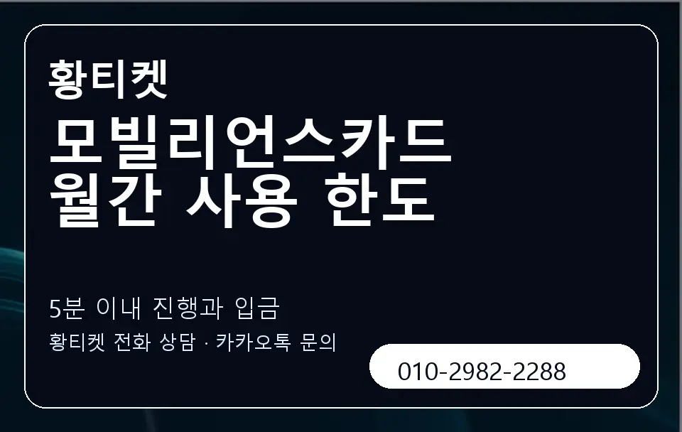 모빌리언스카드 월간 사용 한도 황티켓 캐러셀 6