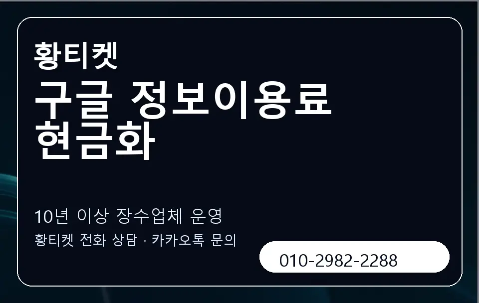 구글 정보이용료 현금화 황티켓 캐러셀 5