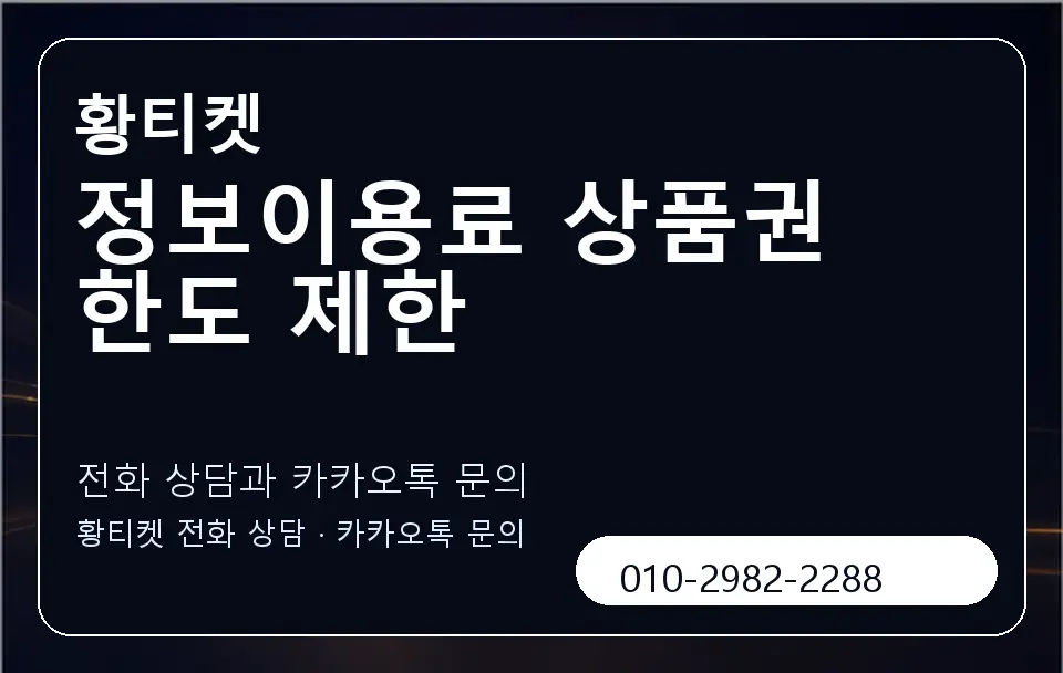 정보이용료 상품권 한도 제한 황티켓 캐러셀 1