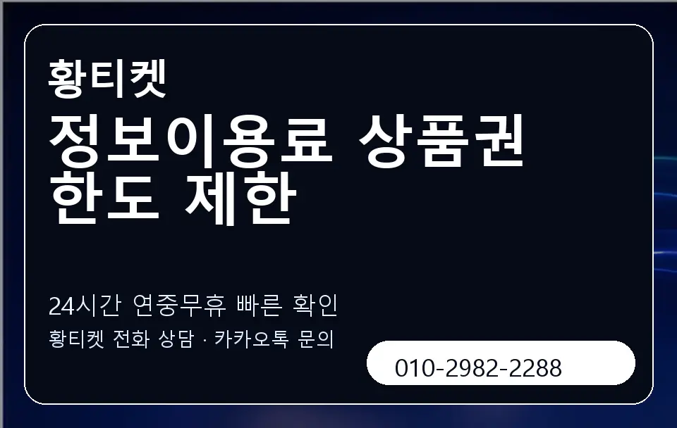 정보이용료 상품권 한도 제한 황티켓 캐러셀 2