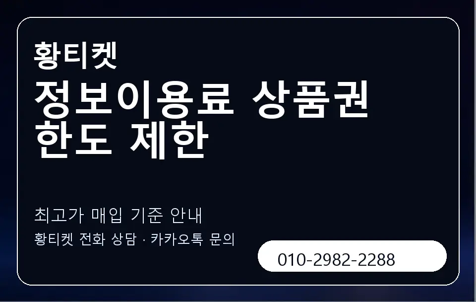 정보이용료 상품권 한도 제한 황티켓 캐러셀 3