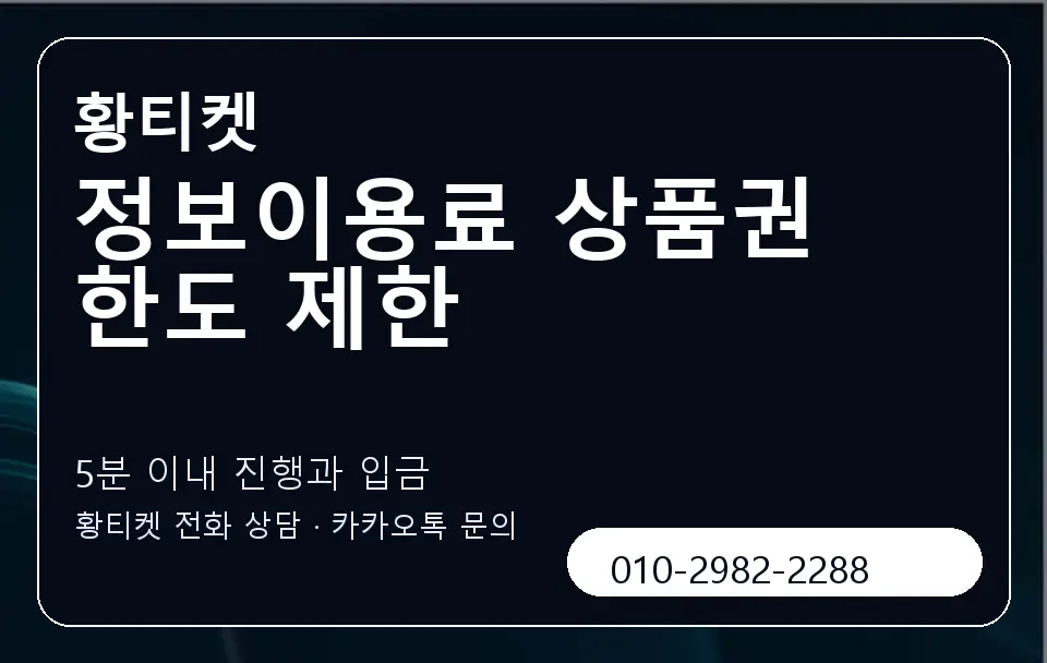 정보이용료 상품권 한도 제한 황티켓 캐러셀 6