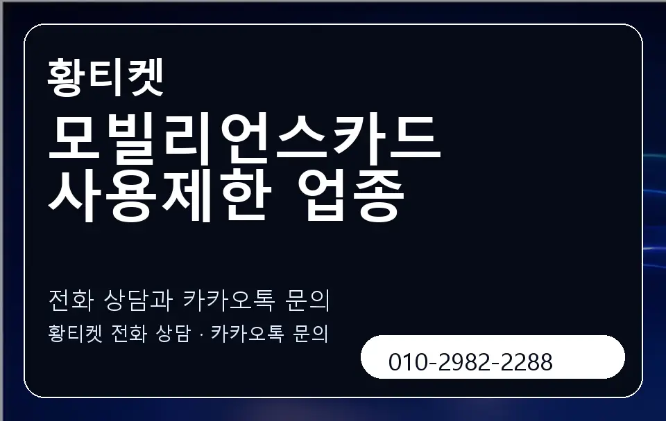 모빌리언스카드 사용제한 업종 황티켓 캐러셀 1