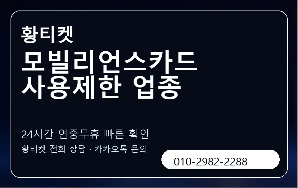 모빌리언스카드 사용제한 업종 황티켓 캐러셀 2