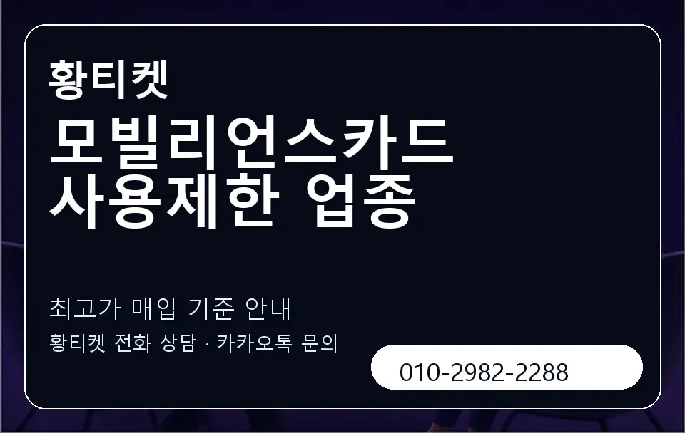 모빌리언스카드 사용제한 업종 황티켓 캐러셀 3