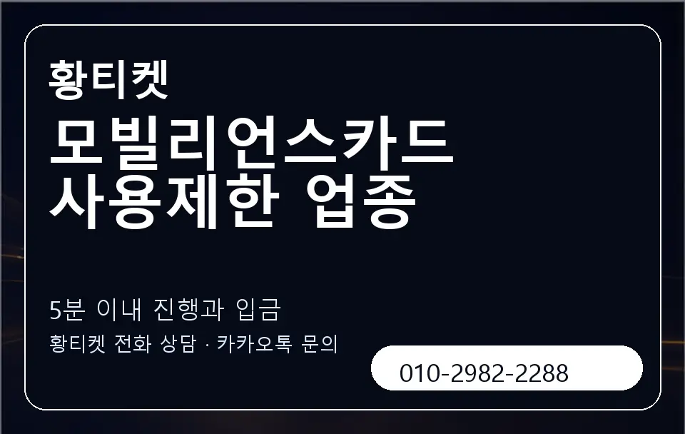 모빌리언스카드 사용제한 업종 황티켓 캐러셀 6