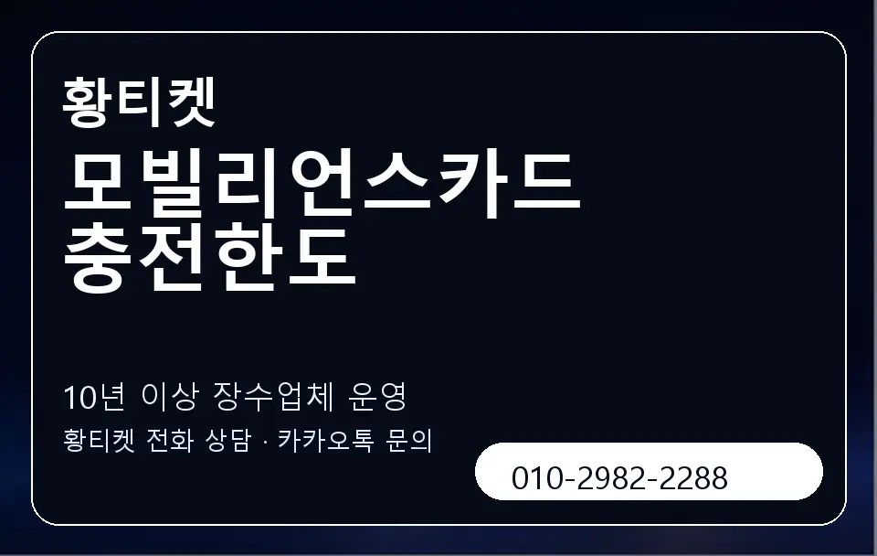 모빌리언스카드 충전한도 황티켓 캐러셀 5
