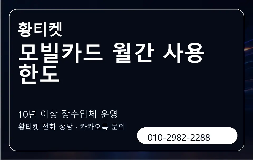 모빌카드 월간 사용 한도 황티켓 캐러셀 5