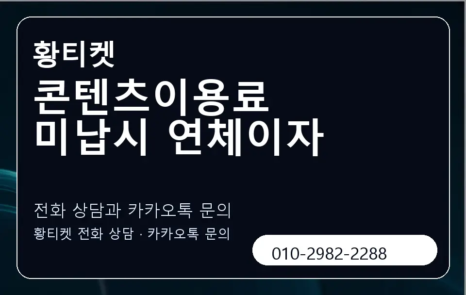 콘텐츠이용료 미납시 연체이자 황티켓 캐러셀 1
