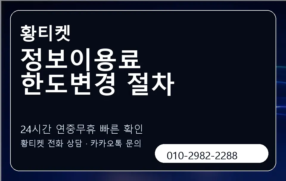 정보이용료 한도변경 절차 황티켓 캐러셀 2