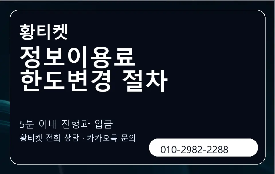 정보이용료 한도변경 절차 황티켓 캐러셀 6