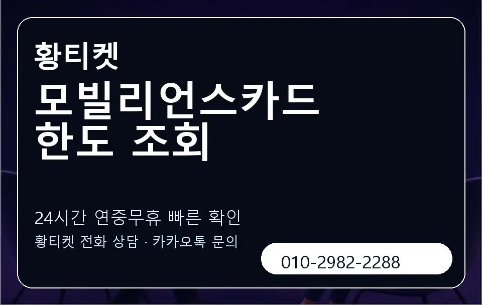 모빌리언스카드 한도 조회 황티켓 캐러셀 2