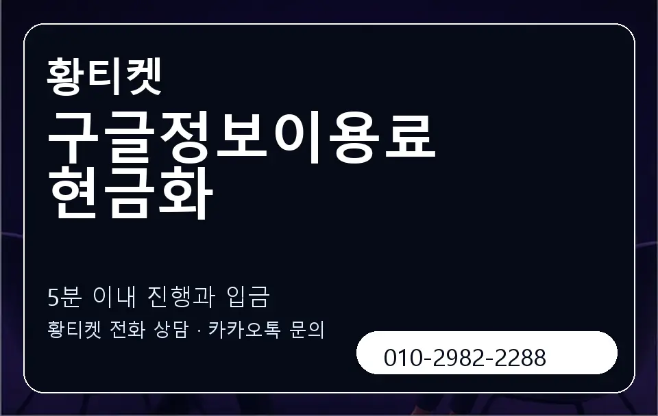 구글정보이용료 현금화 황티켓 캐러셀 6