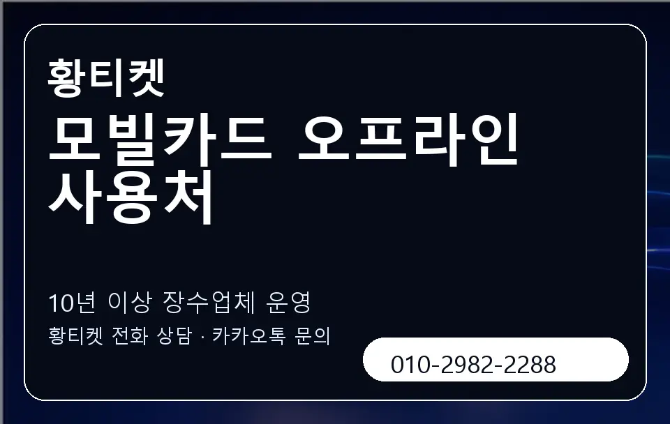 모빌카드 오프라인 사용처 황티켓 캐러셀 5