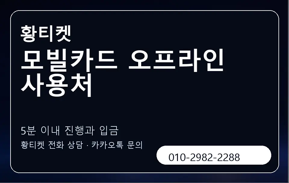 모빌카드 오프라인 사용처 황티켓 캐러셀 6