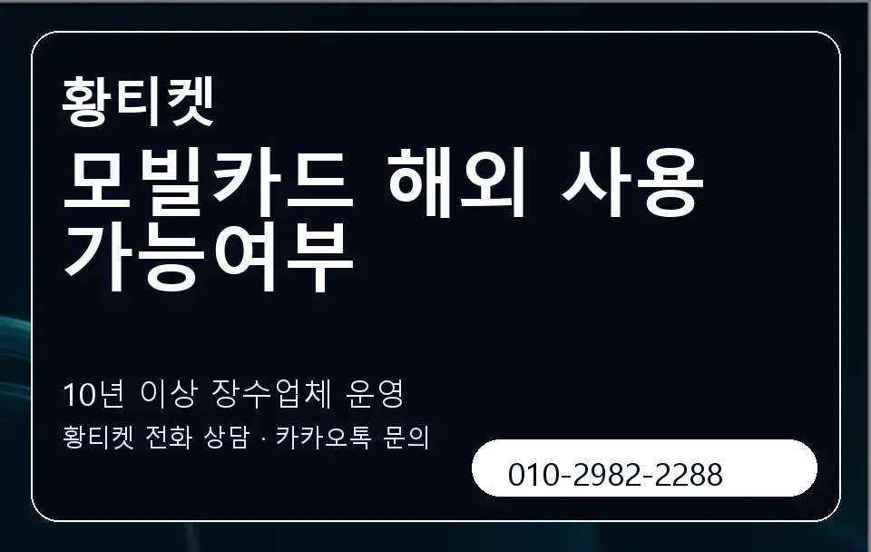 모빌카드 해외 사용 가능여부 황티켓 캐러셀 5