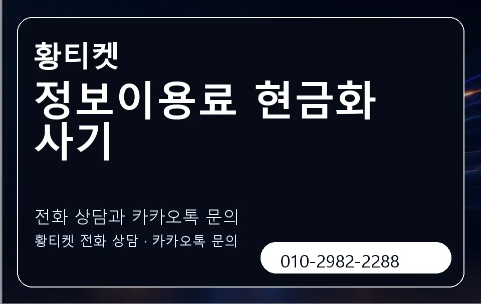 정보이용료 현금화 사기 황티켓 캐러셀 1