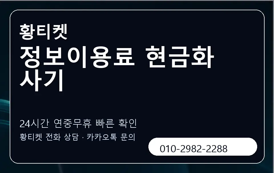 정보이용료 현금화 사기 황티켓 캐러셀 2