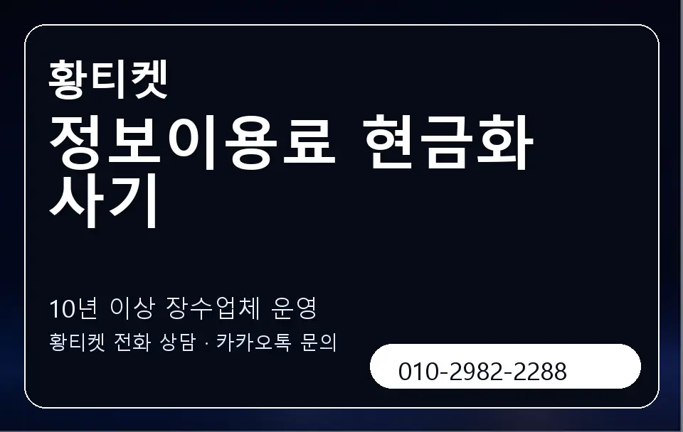 정보이용료 현금화 사기 황티켓 캐러셀 5