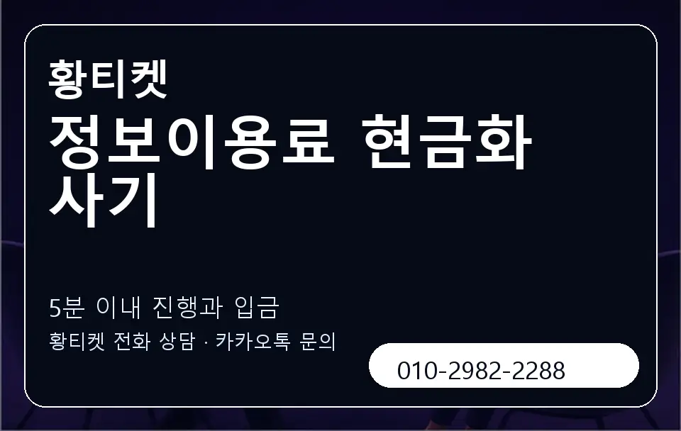 정보이용료 현금화 사기 황티켓 캐러셀 6