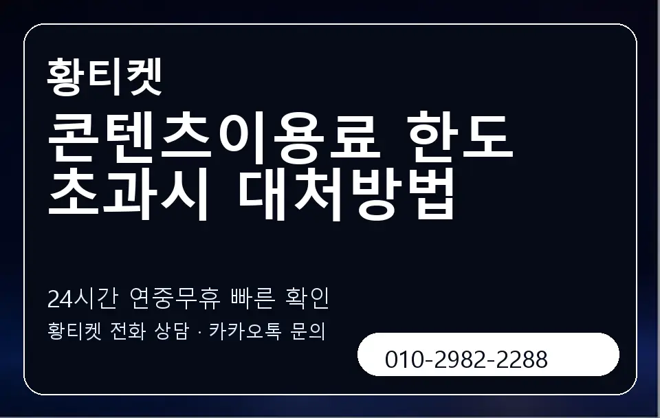 콘텐츠이용료 한도 초과시 대처방법 황티켓 캐러셀 2