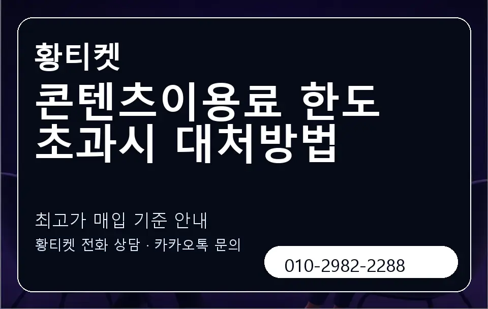 콘텐츠이용료 한도 초과시 대처방법 황티켓 캐러셀 3