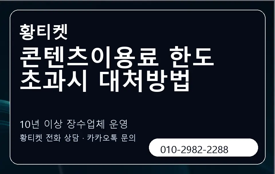 콘텐츠이용료 한도 초과시 대처방법 황티켓 캐러셀 5