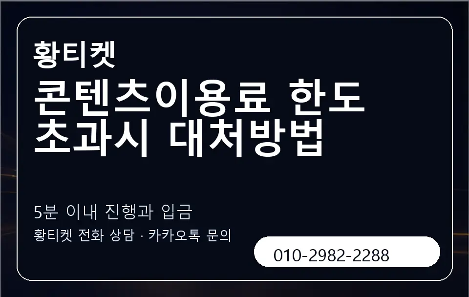 콘텐츠이용료 한도 초과시 대처방법 황티켓 캐러셀 6