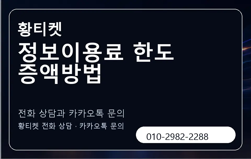 정보이용료 한도 증액방법 황티켓 캐러셀 1