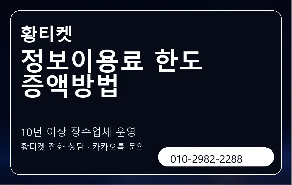 정보이용료 한도 증액방법 황티켓 캐러셀 5