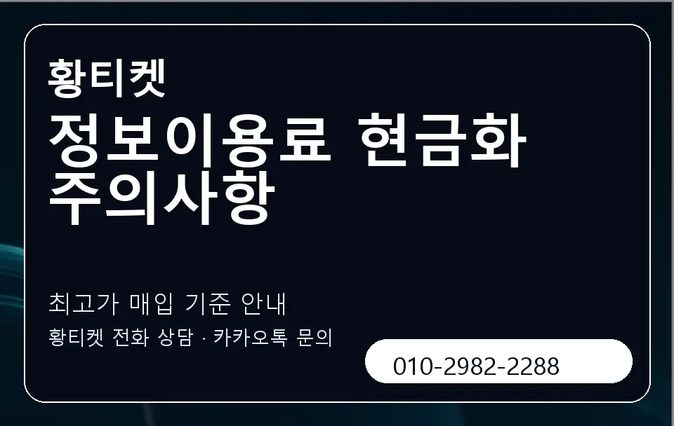 정보이용료 현금화 주의사항 황티켓 캐러셀 3
