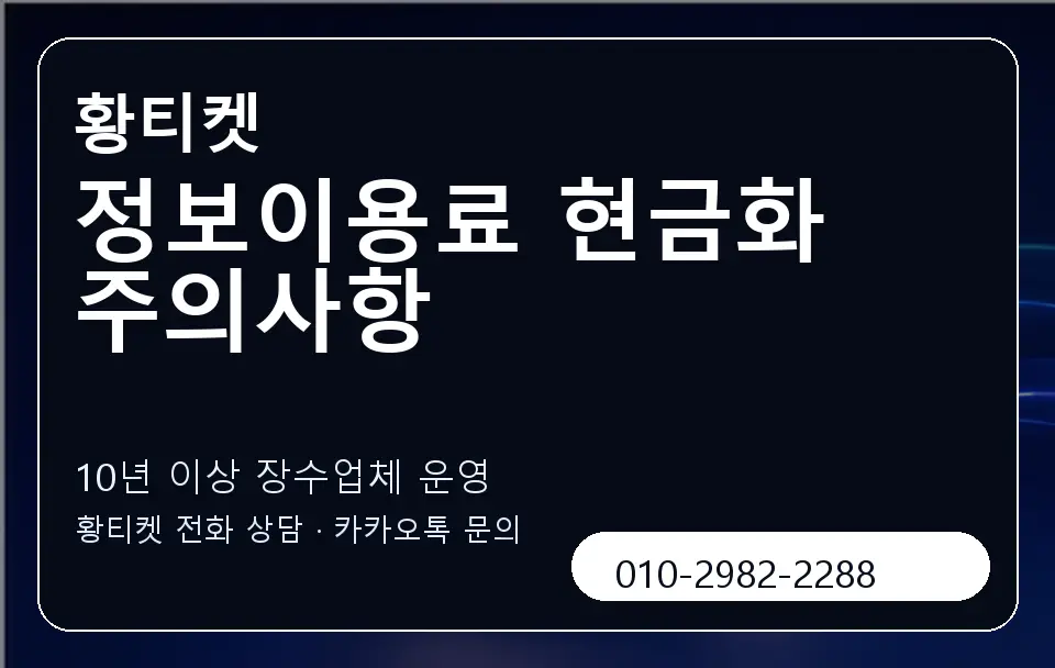 정보이용료 현금화 주의사항 황티켓 캐러셀 5