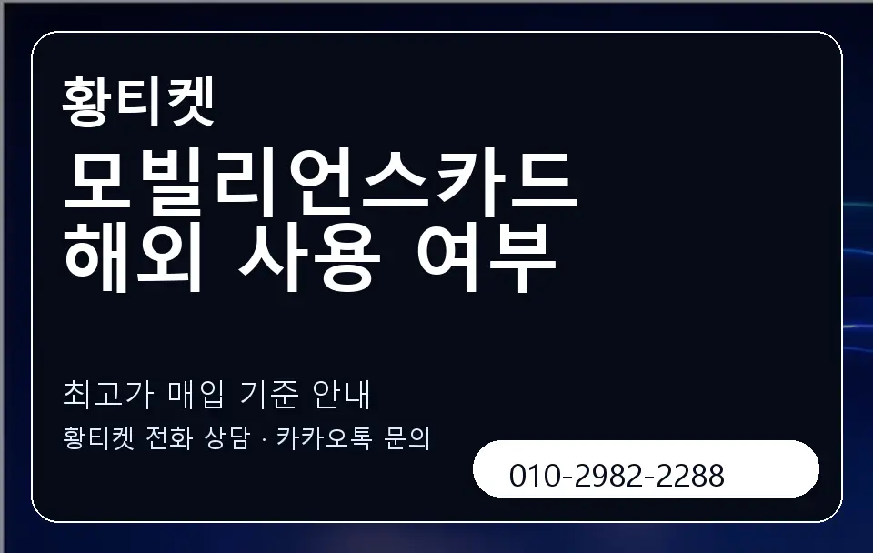 모빌리언스카드 해외 사용 여부 황티켓 캐러셀 3