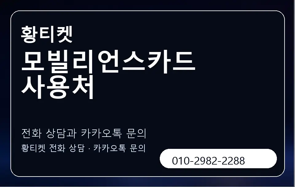 모빌리언스카드 사용처 황티켓 캐러셀 1