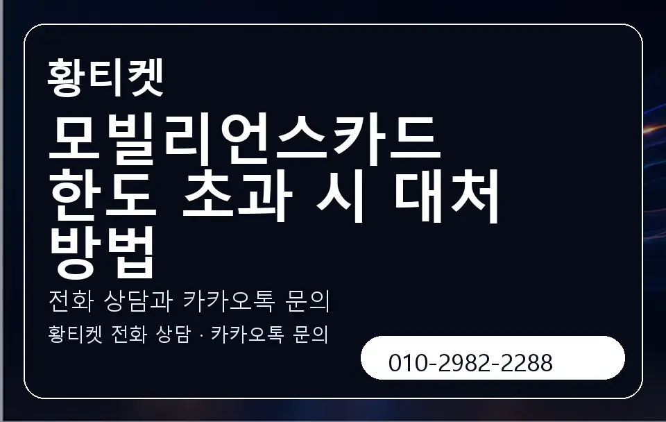 모빌리언스카드 한도 초과 시 대처 방법 황티켓 캐러셀 1