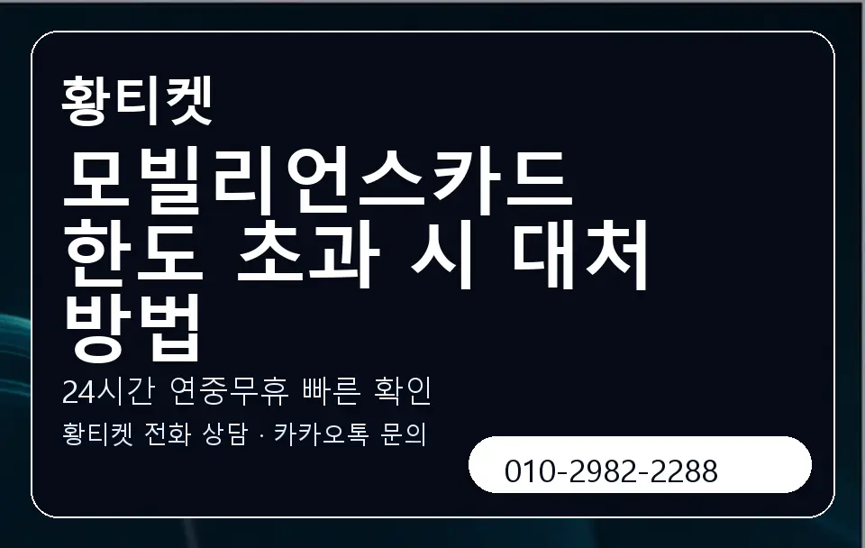 모빌리언스카드 한도 초과 시 대처 방법 황티켓 캐러셀 2