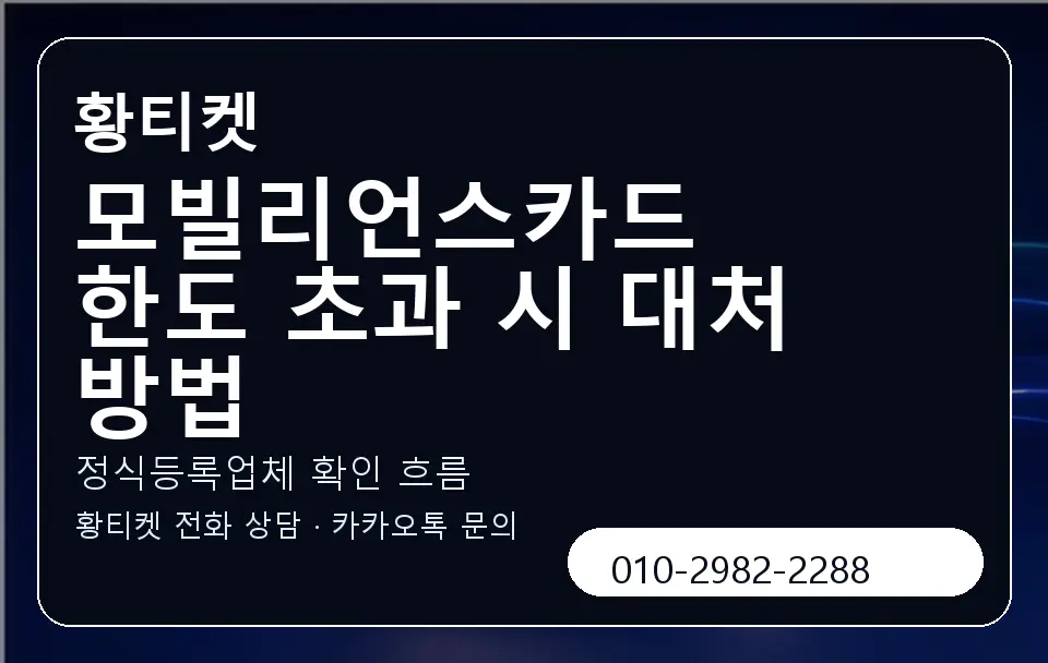 모빌리언스카드 한도 초과 시 대처 방법 황티켓 캐러셀 4