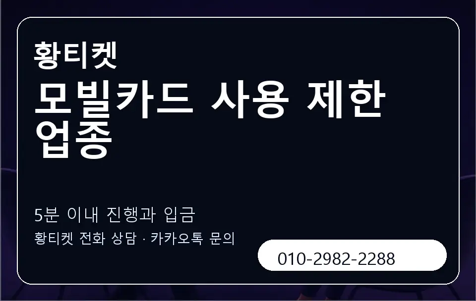 모빌카드 사용 제한 업종 황티켓 캐러셀 6