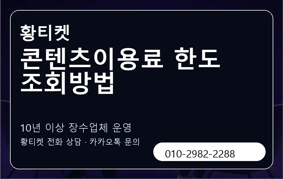 콘텐츠이용료 한도 조회방법 황티켓 캐러셀 5